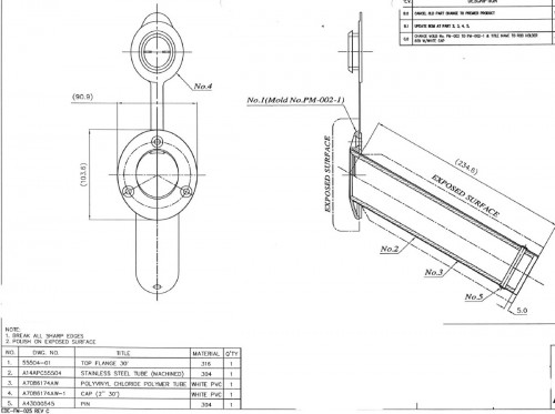 Porte-canne Inox 316 à Encastrer 60°